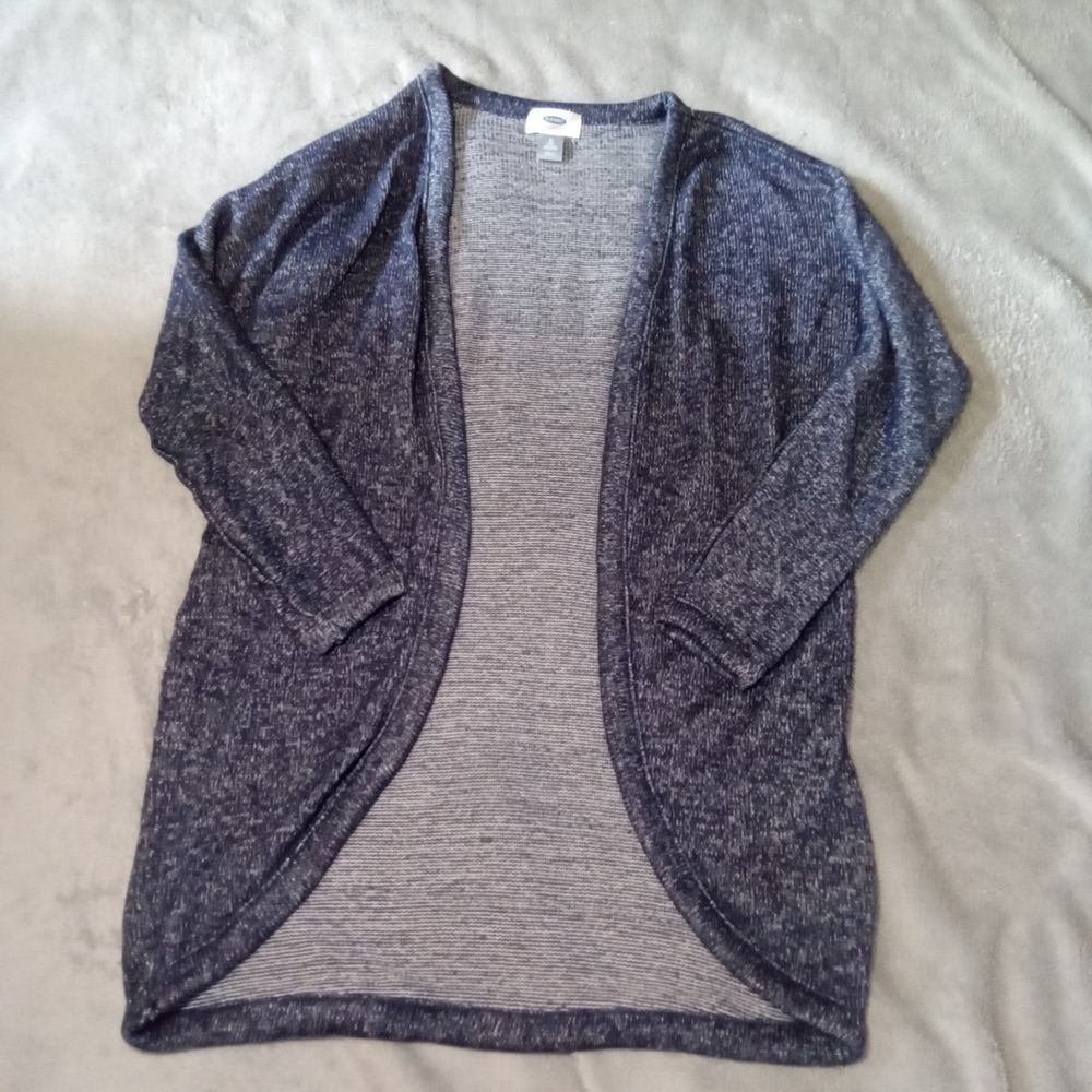 Old Navy Womens Medium Navy Blue Marled Open Front Knit Cardigan Sweater